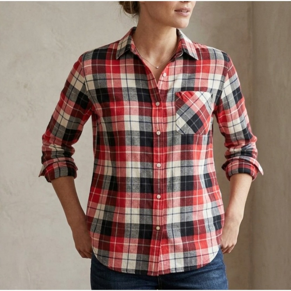 Denim & Supply Ralph Lauren Shirt‎ Womens Small Relaxed Boyfriend Fit Red Plaid